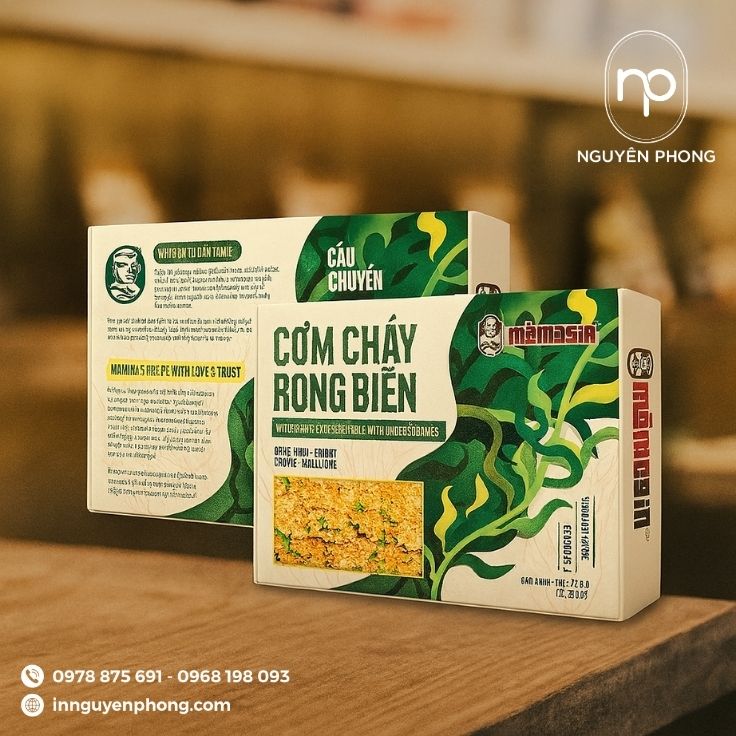 Mẫu hộp đựng cơm cháy thương hiệu